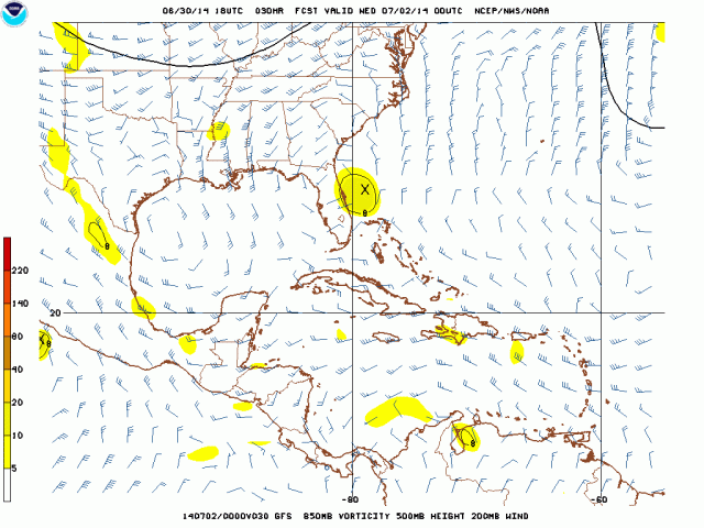 91L GFS vort shear