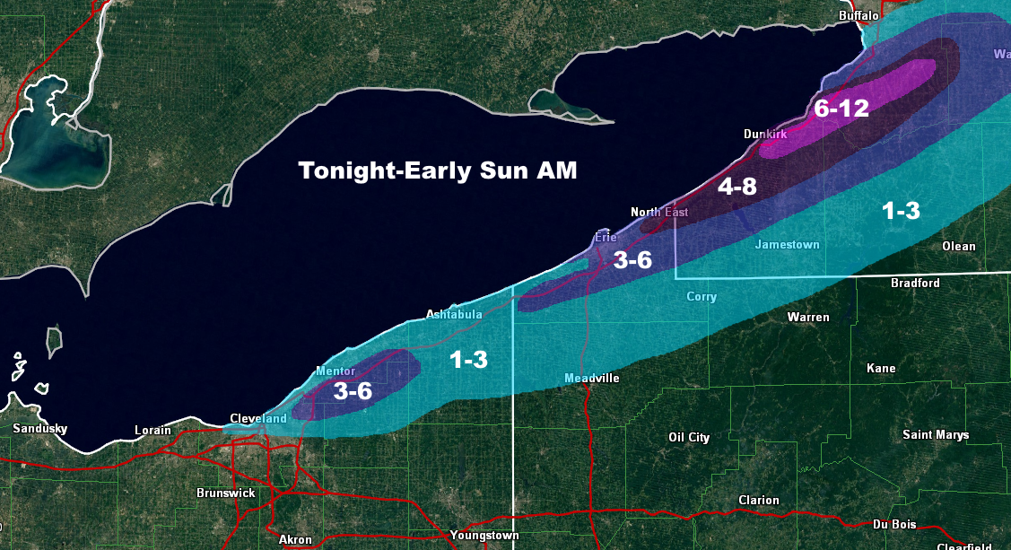 Updated Thinking on This Weekend’s Lake Erie Lake Effect Snow ...